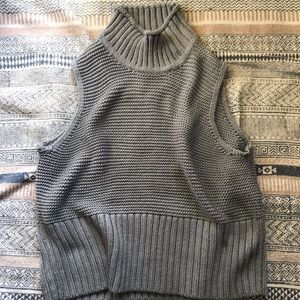 GAP Grey Knit Turtleneck Sweater Vest